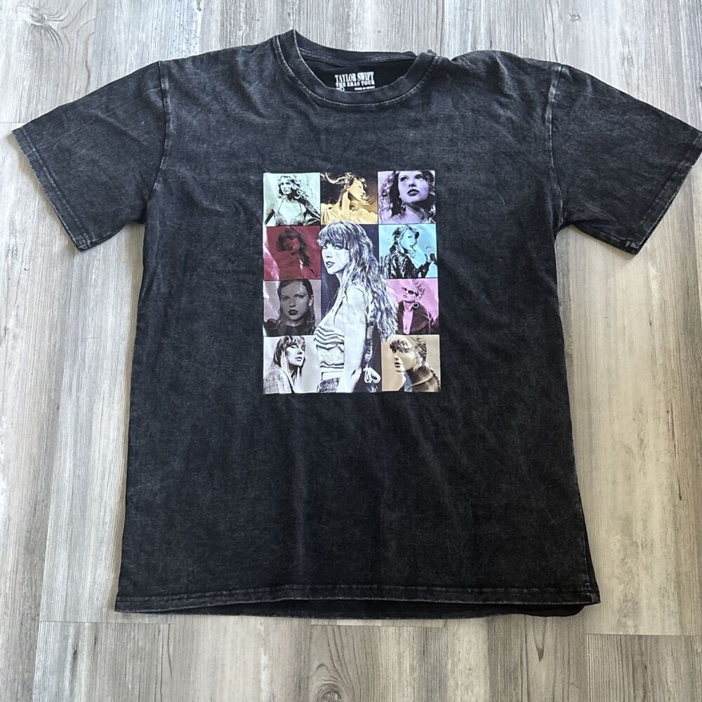 Original Taylor Swift The Eras Tour Shirt Distressed Gray/black Size X Large